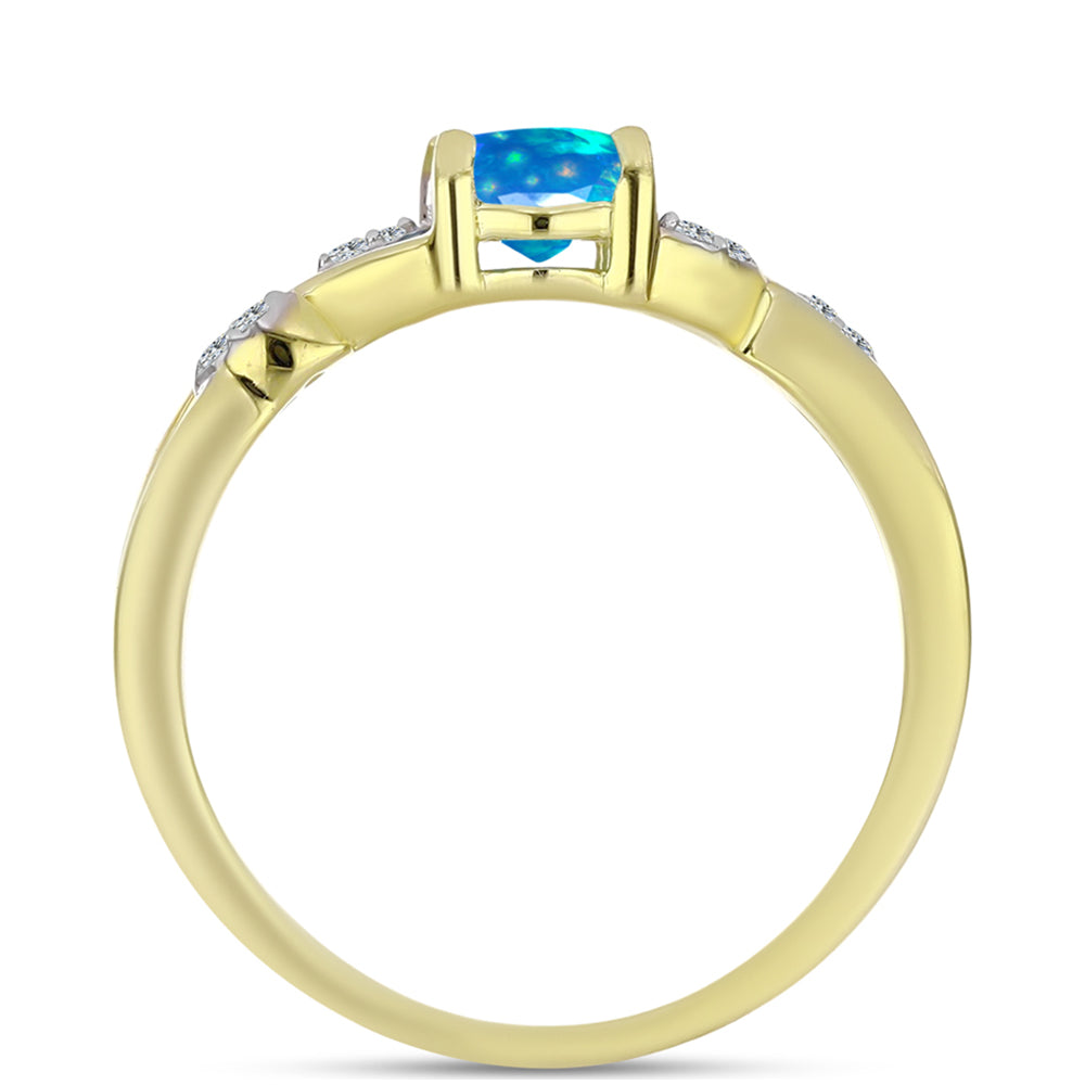 Pierścionek srebrny pozłacany z rajskim opalem etiopskim i białym topazem