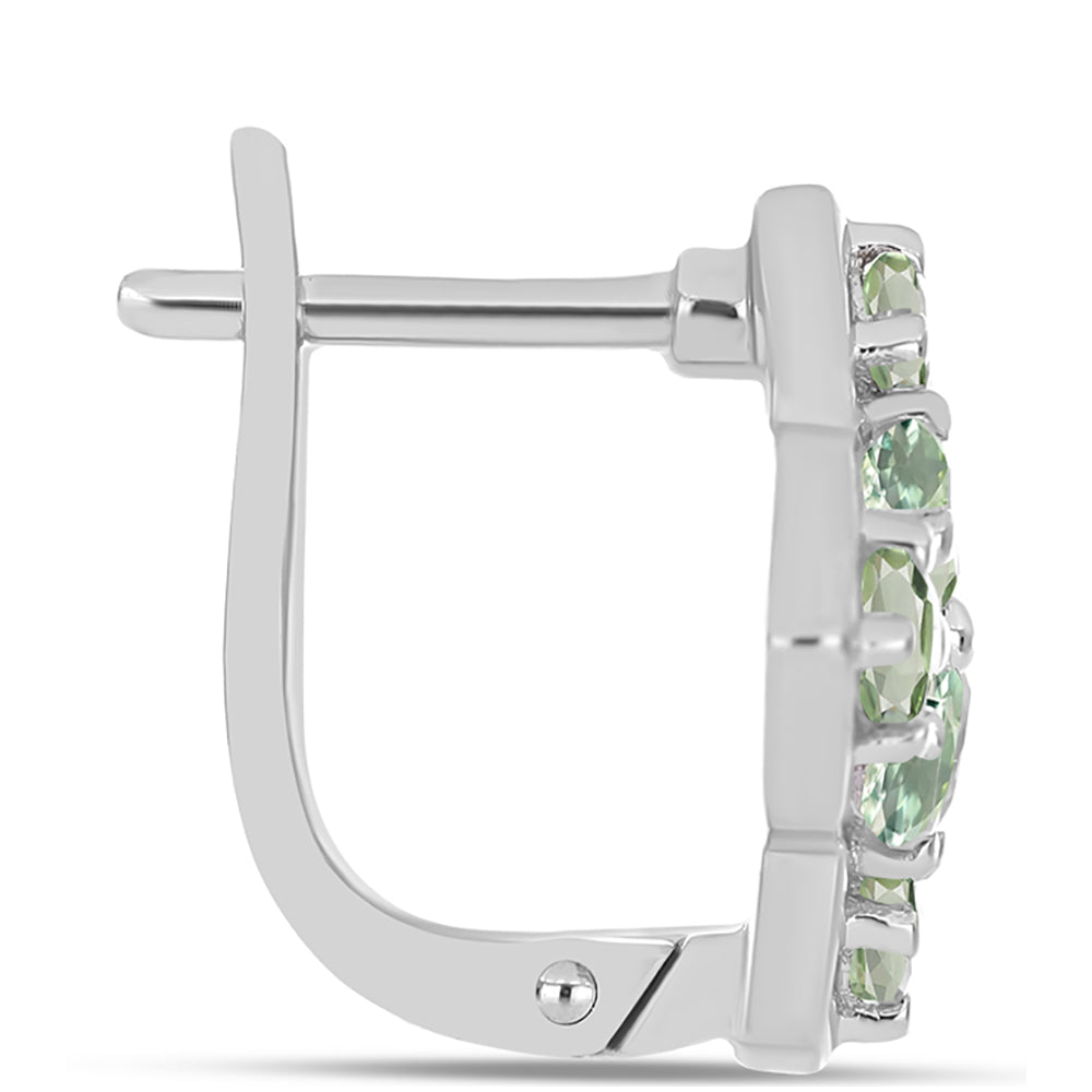 Kolczyki ze srebra próbe 925 z zielonym ametystem