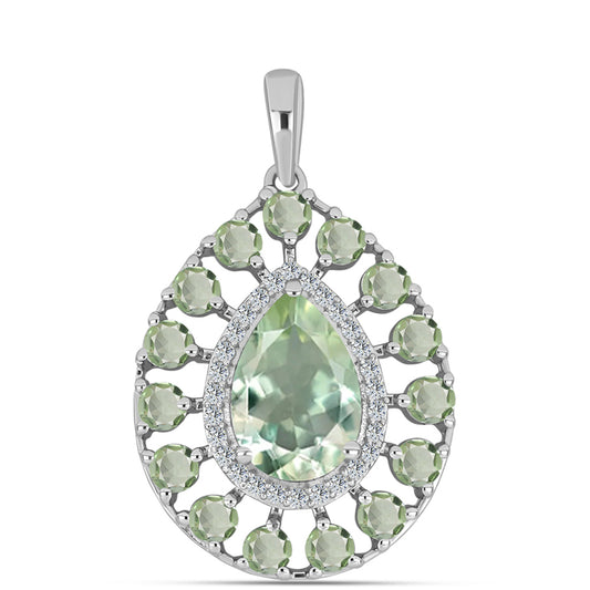 Zawieszka ze srebra próba 925 z zielonym ametystem i białym topazem