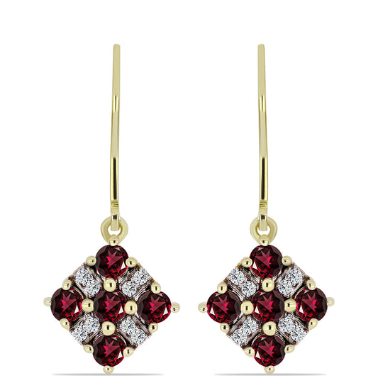 Kolczyki srebrne pozłacane z granatem rodolitem i białym topazem