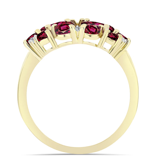 Pierścionek srebrny pozłacany z granatem rodolitem i białym topazem