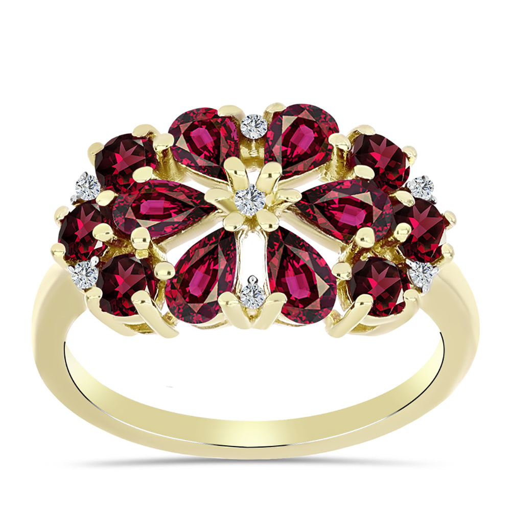 Pierścionek srebrny pozłacany z granatem rodolitem i białym topazem 3 