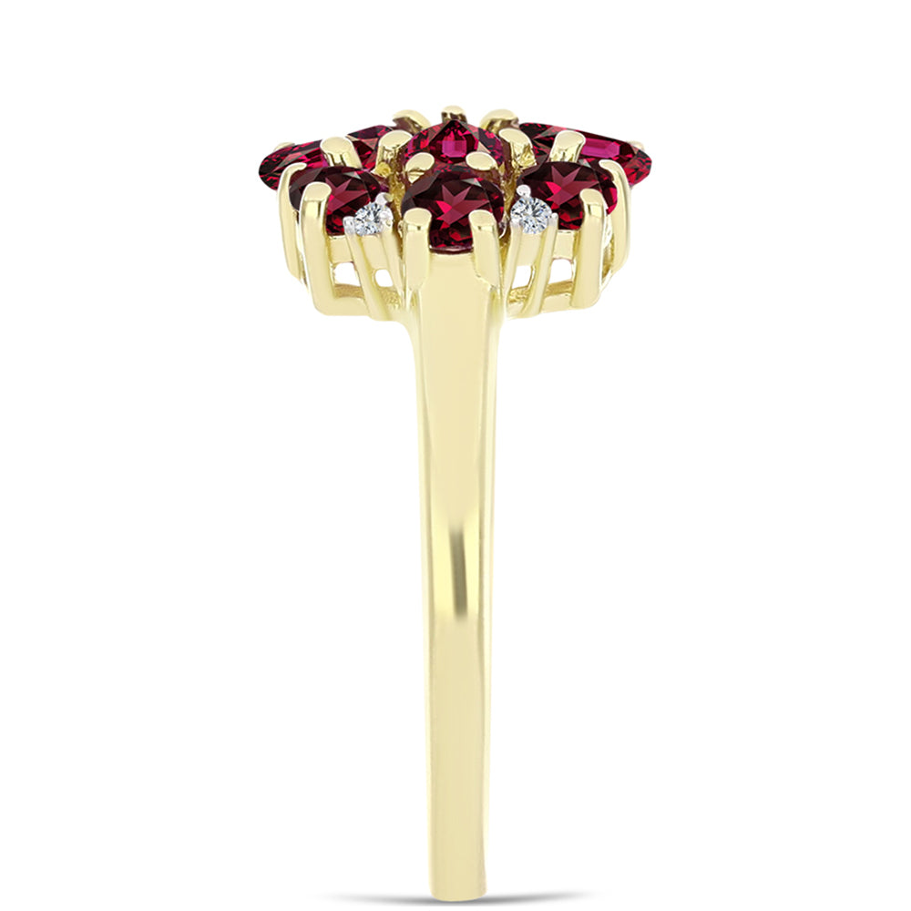 Pierścionek srebrny pozłacany z granatem rodolitem i białym topazem 4 