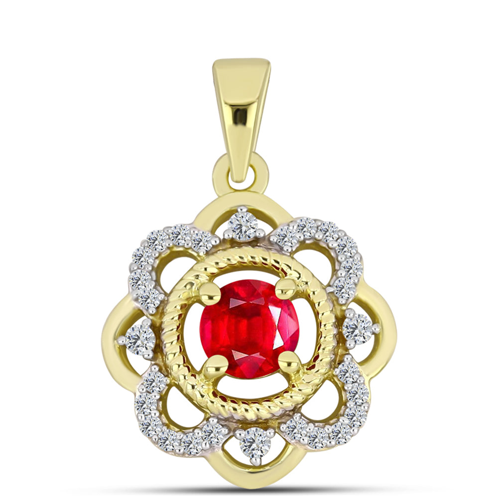 Zawieszka srebrna pozłacana z czerwonym agatem i białym topazem 1 