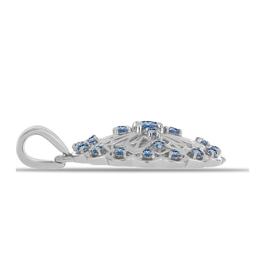 Zawieszka ze srebra próba 925 z moissanitem w kolorze oceanicznym