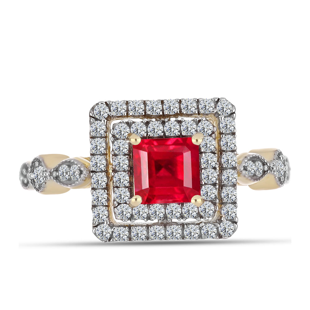 Pierścionek srebrny pozłacany z czerwonym agatem i białym topazem 1 