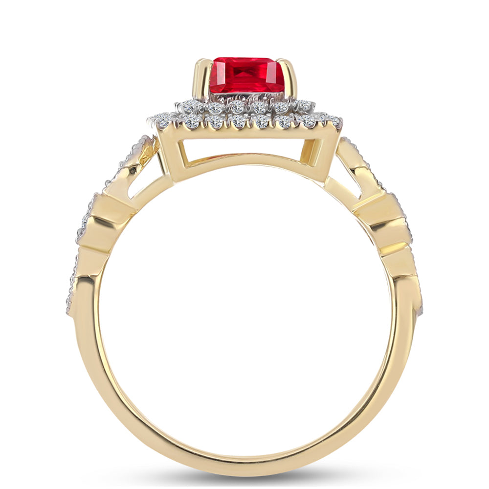 Pierścionek srebrny pozłacany z czerwonym agatem i białym topazem