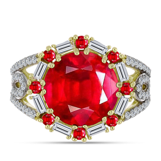 Pierścionek srebrny pozłacany z czerwonym agatem i białym cyrkonem