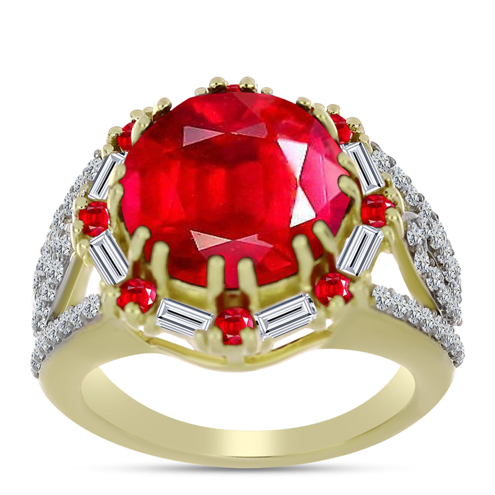 Pierścionek srebrny pozłacany z czerwonym agatem i białym cyrkonem 3 