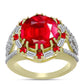 Pierścionek srebrny pozłacany z czerwonym agatem i białym cyrkonem