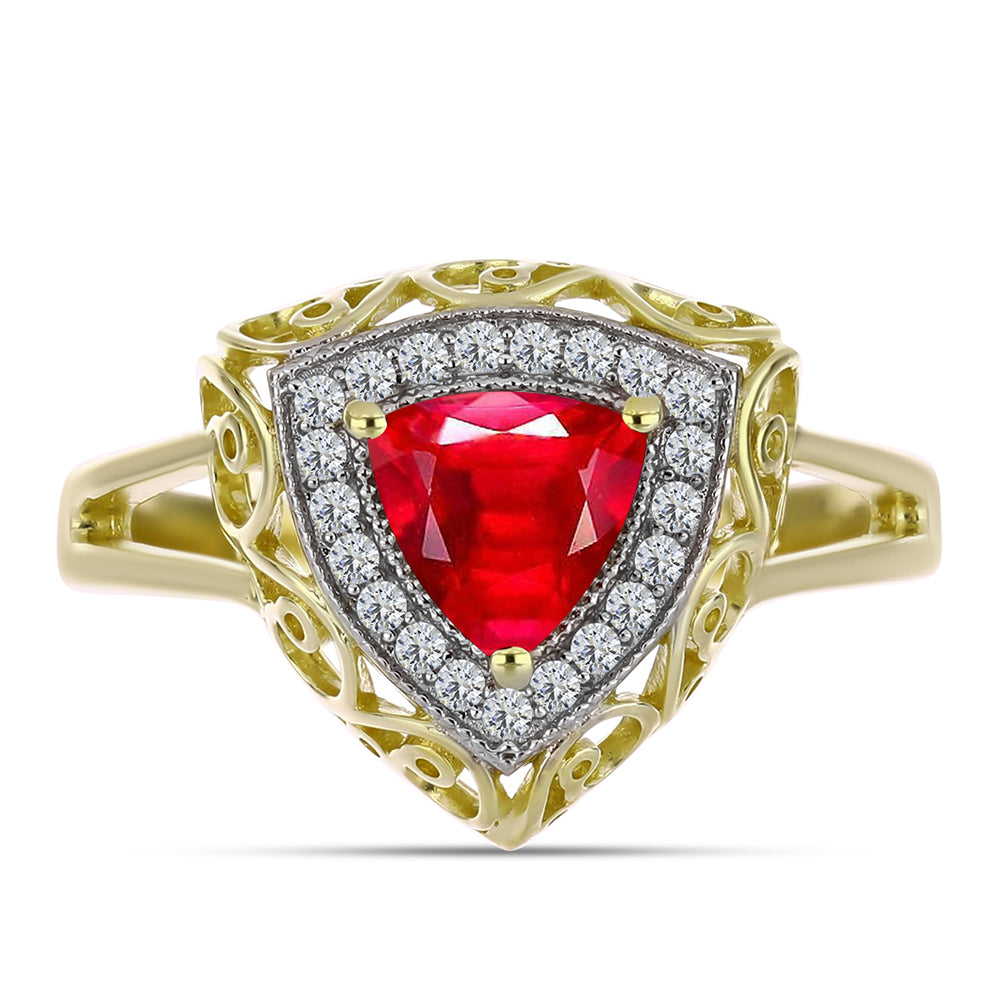 Pierścionek srebrny pozłacany z czerwonym agatem i białym topazem 1 