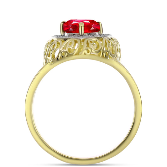 Pierścionek srebrny pozłacany z czerwonym agatem i białym topazem