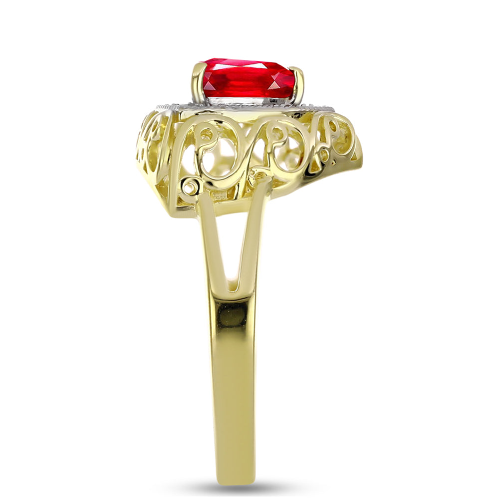 Pierścionek srebrny pozłacany z czerwonym agatem i białym topazem 4 