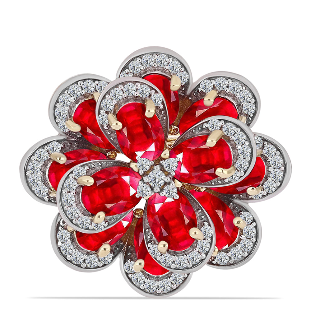 Pierścionek srebrny pozłacany z czerwonym agatem i białym topazem 1 