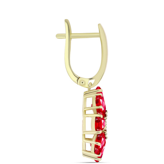 Kolczyki srebrne pozłacane z czerwonym agatem