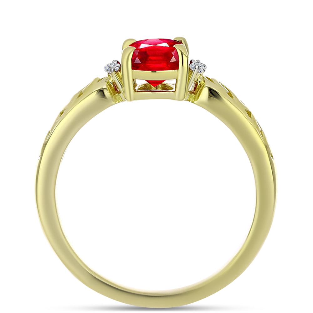 Pierścionek srebrny pozłacany z czerwonym agatem i białym topazem