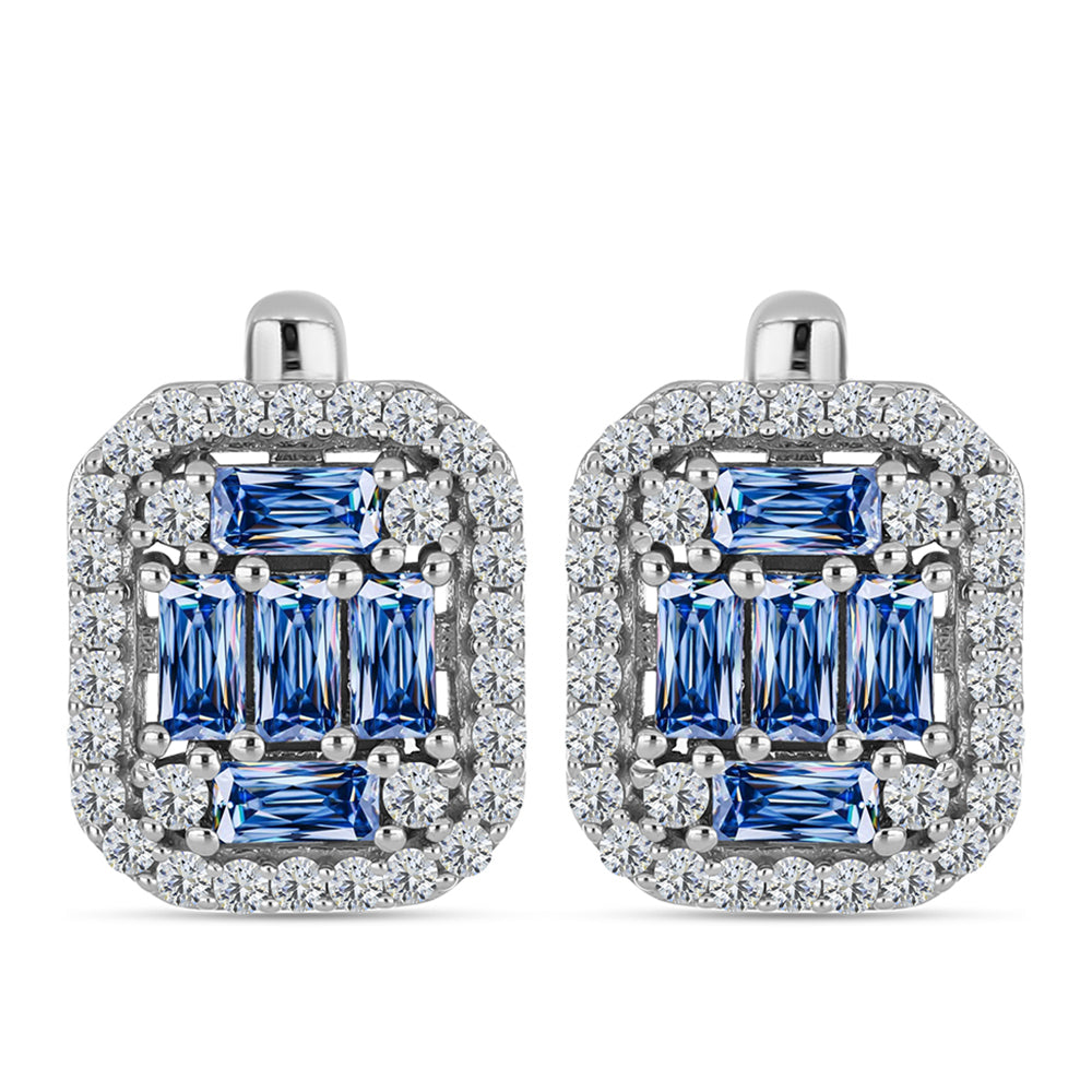 Kolczyki ze srebra próbe 925 z moissanitem w kolorze oceanicznym i białym topazem 1 