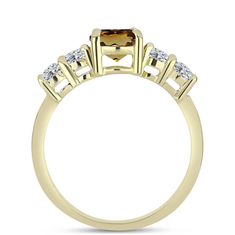 Pierścionek srebrny pozłacany z koniakowym kwarcem i białym topazem 2 