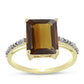 Pierścionek srebrny pozłacany z koniakowym kwarcem i białym topazem
