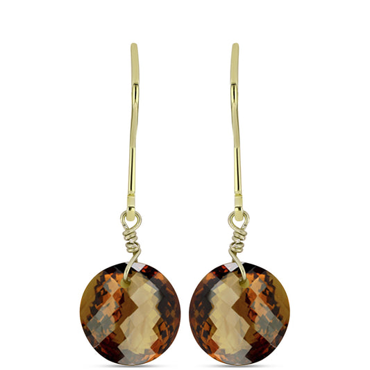 Kolczyki srebrne pozłacane z koniakowym kwarcem