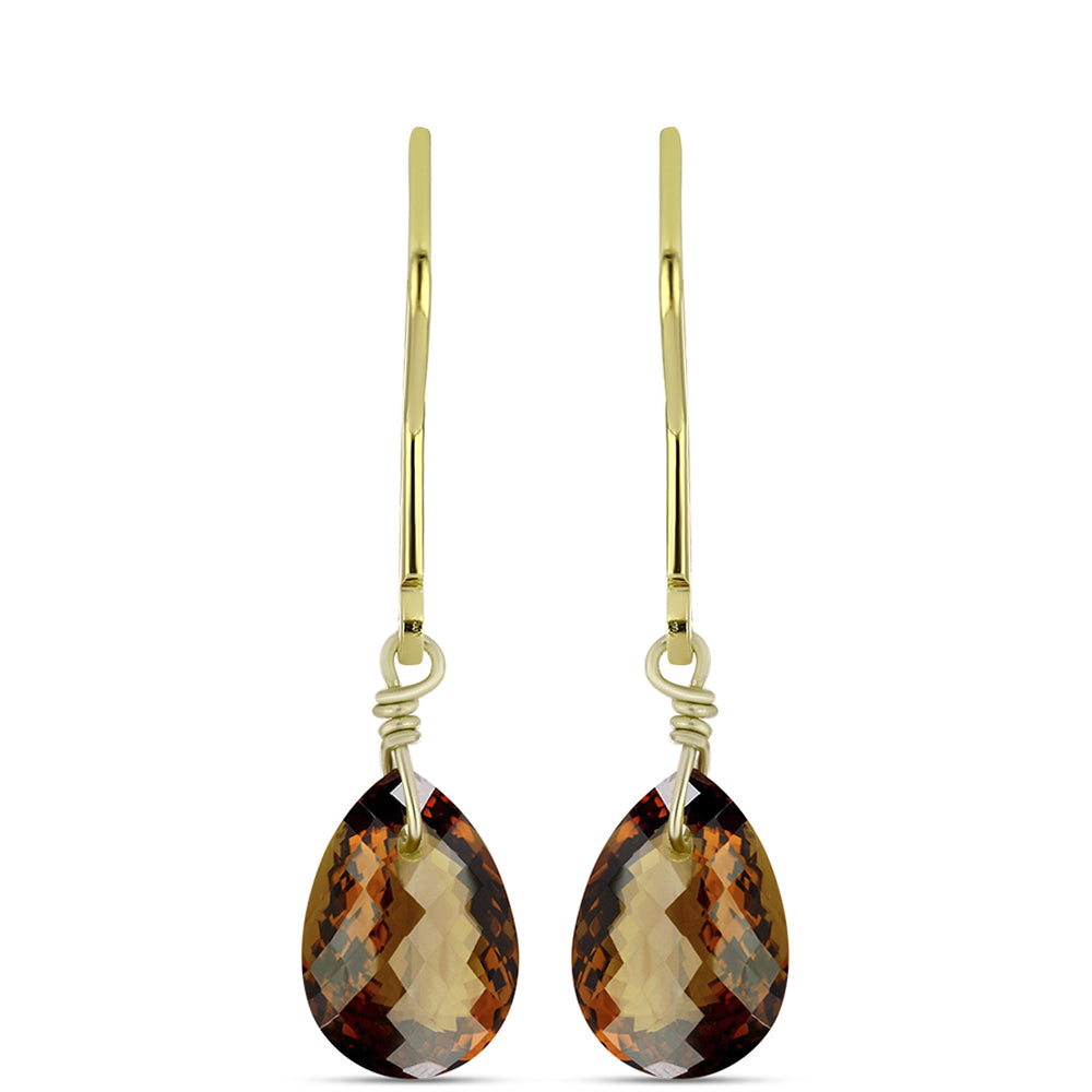 Kolczyki srebrne pozłacane z koniakowym kwarcem 1 