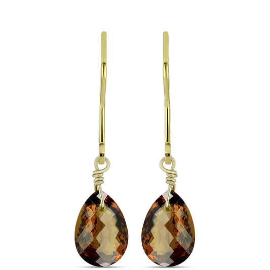 Kolczyki srebrne pozłacane z koniakowym kwarcem