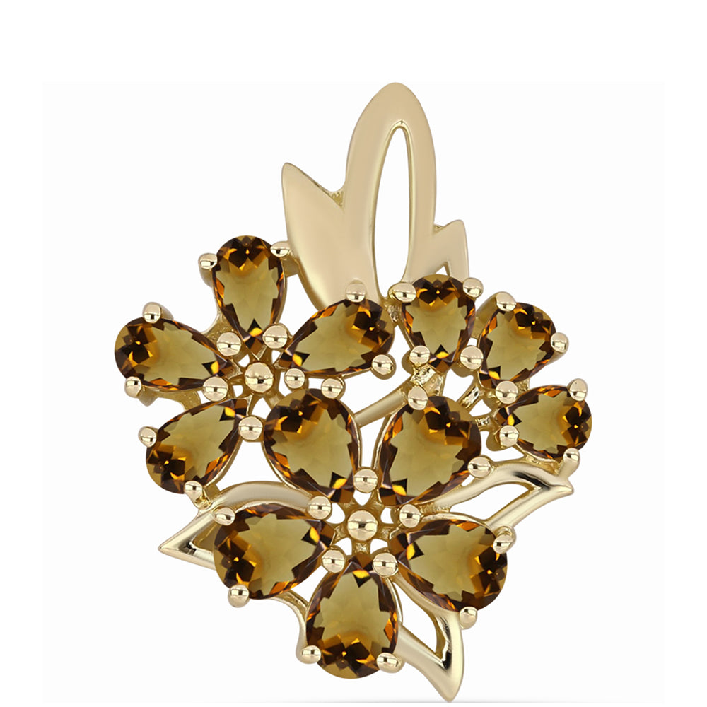 Zawieszka srebrna pozłacana z koniakowym kwarcem