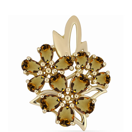 Zawieszka srebrna pozłacana z koniakowym kwarcem