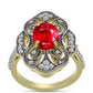 Pierścionek srebrny pozłacany z czerwonym agatem i białym topazem