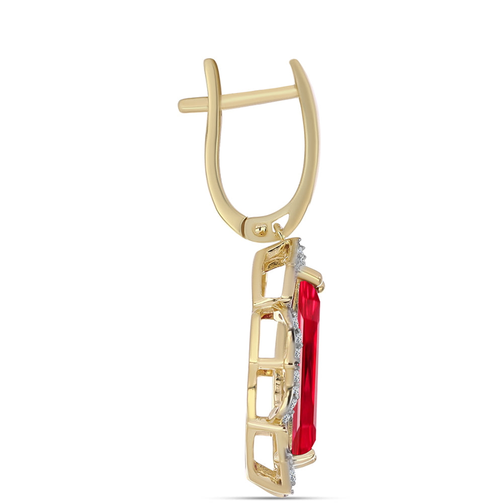 Kolczyki srebrne pozłacane z czerwonym agatem i białym topazem