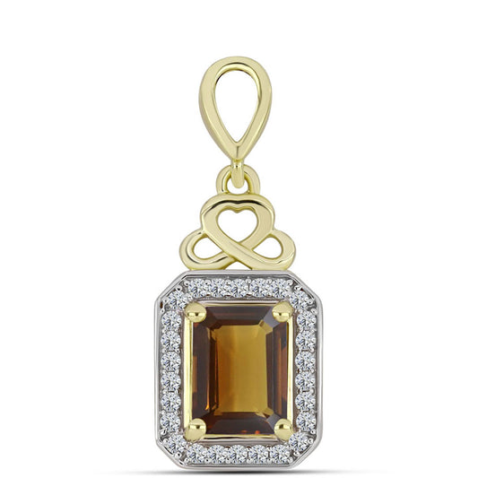 Zawieszka srebrna pozłacana z koniakowym kwarcem i białym topazem