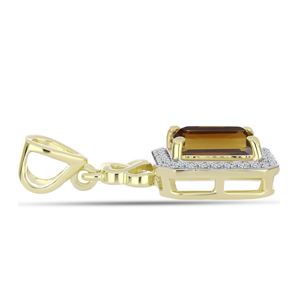 Zawieszka srebrna pozłacana z koniakowym kwarcem i białym topazem