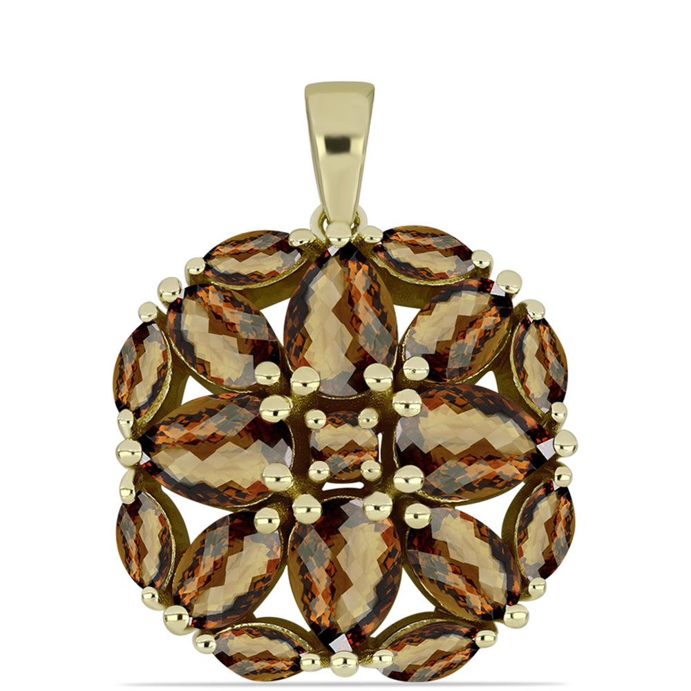 Zawieszka srebrna pozłacana z koniakowym kwarcem