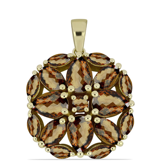 Zawieszka srebrna pozłacana z koniakowym kwarcem