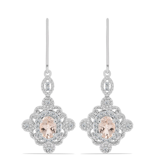 Kolczyki ze srebra próbe 925 z morganitem i białym topazem