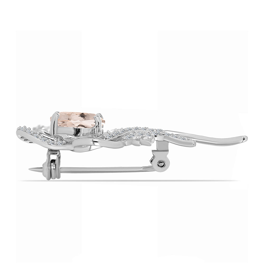 Broszka ze srebra próby 925 z morganitem i białym topazem