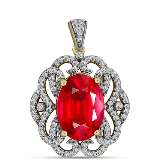 Zawieszka srebrna pozłacana z czerwonym agatem i białym topazem