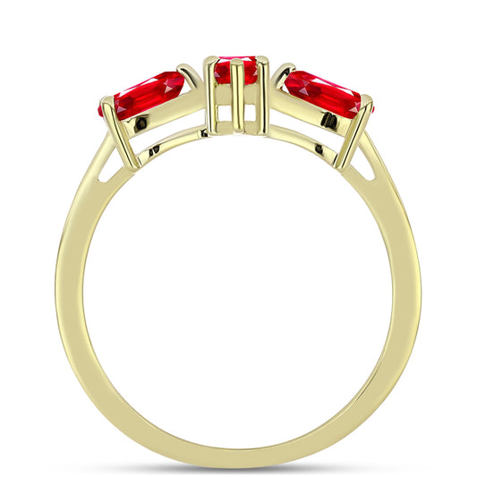 Pierścionek srebrny pozłacany z czerwonym agatem