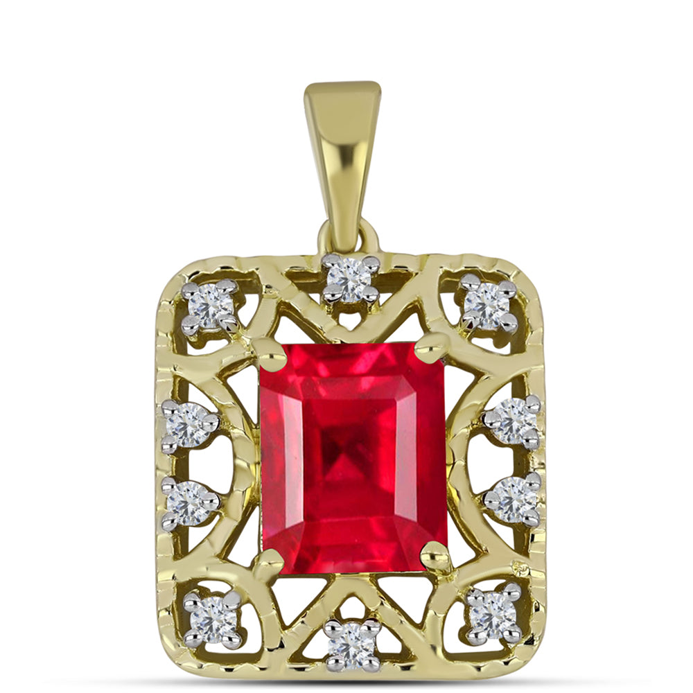 Zawieszka srebrna pozłacana z czerwonym agatem i białym topazem