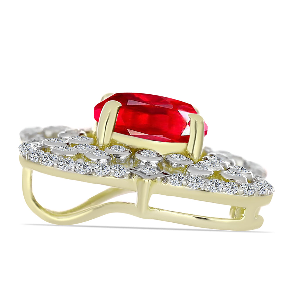 Zawieszka srebrna pozłacana z czerwonym agatem i białym topazem 2 