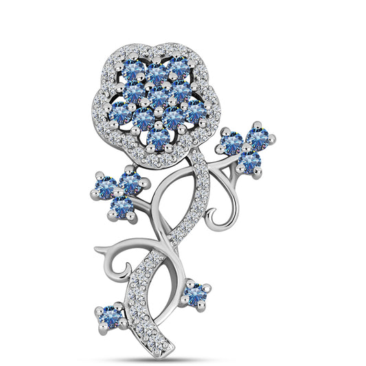 Zawieszka ze srebra próba 925 z moissanitem w kolorze oceanicznym i białym topazem