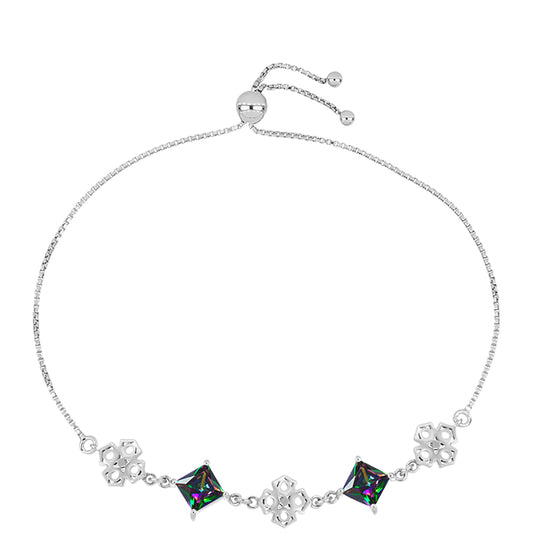 Bransoletka ze srebra próba 925 z brazylijskim kwarcem zielonym