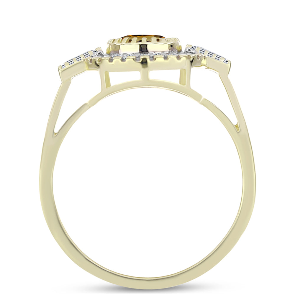 Pierścionek srebrny pozłacany z koniakowym kwarcem i białym topazem 2 