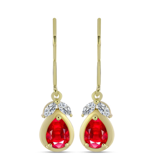 Kolczyki srebrne pozłacane z czerwonym agatem i białym topazem