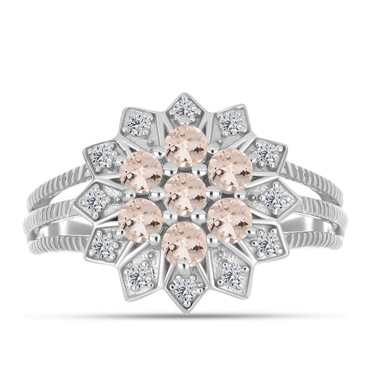 Pierścionek ze srebra próby 925 z morganitem i białym topazem