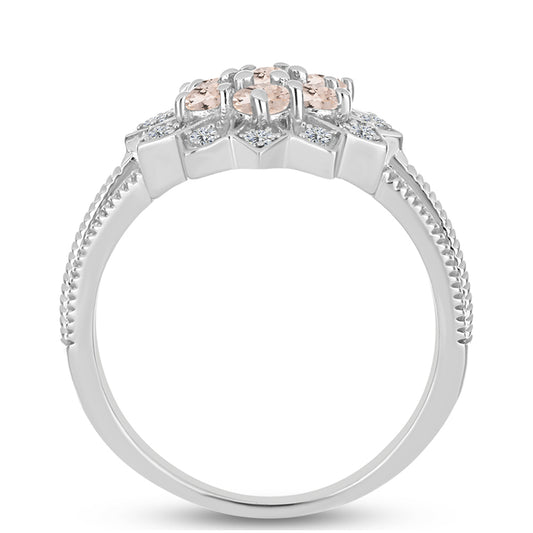 Pierścionek ze srebra próby 925 z morganitem i białym topazem