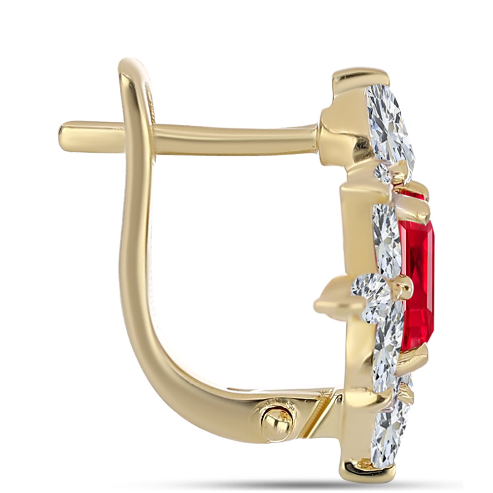 Kolczyki srebrne pozłacane z czerwonym agatem i białym topazem 2 