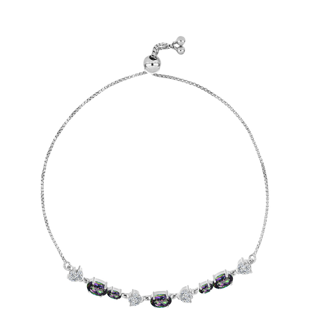 Bransoletka ze srebra próba 925 z brazylijskim kwarcem zielonym i białym topazem 2 