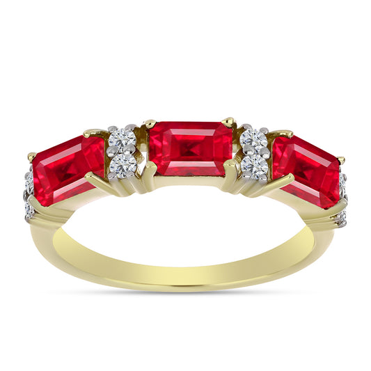 Pierścionek srebrny pozłacany z czerwonym agatem i białym topazem