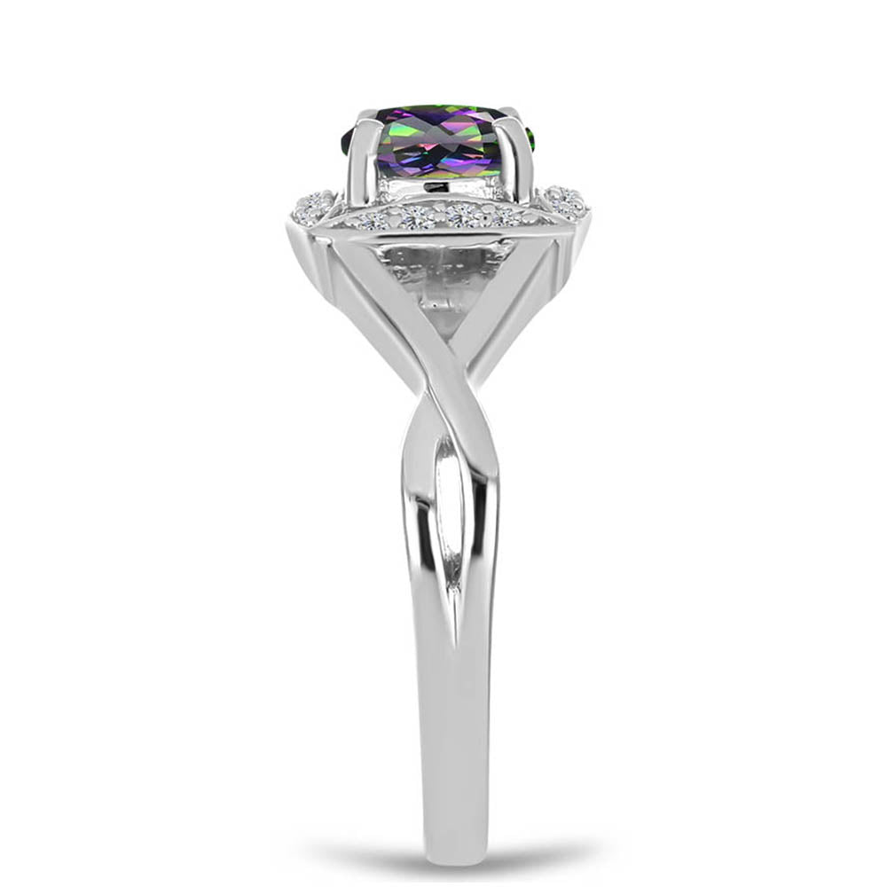 Pierścionek ze srebra próby 925 z brazylijskim kwarcem zielonym i białym topazem 4 